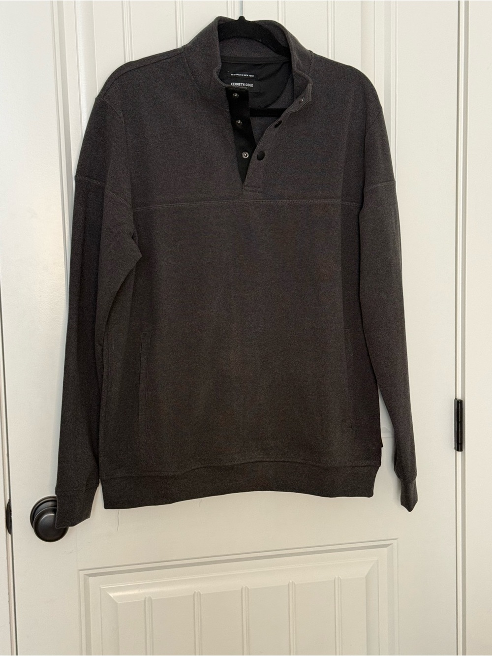 Kenneth Cole Men's Long-Sleeve Quarter-Snap Pullover Sweater - Charcoal-